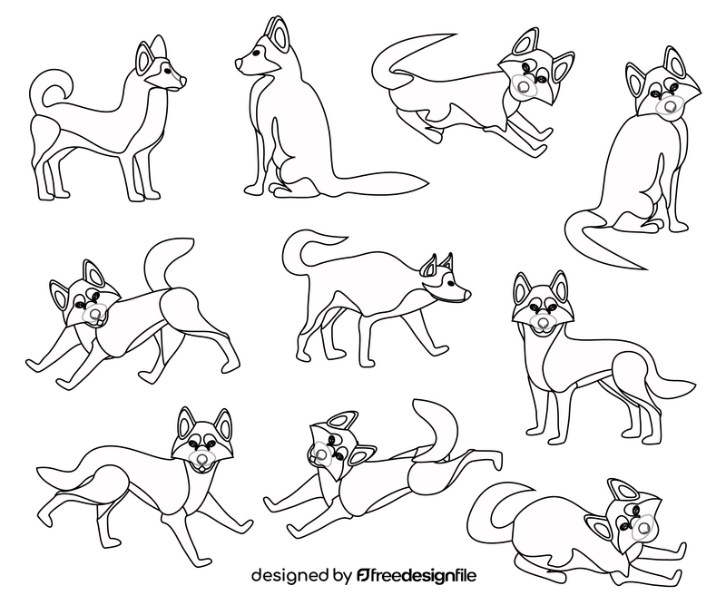 Husky dogs, free puppies black and white vector