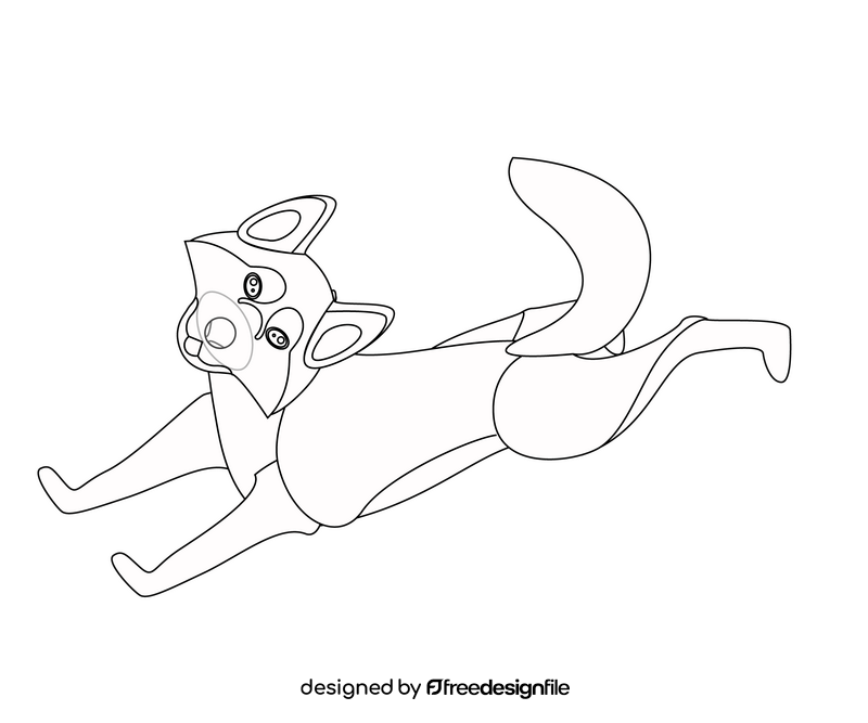 Husky dog drawing black and white clipart