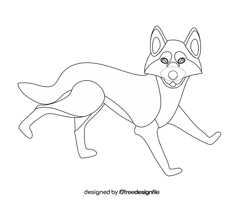 Husky dog illustration black and white clipart