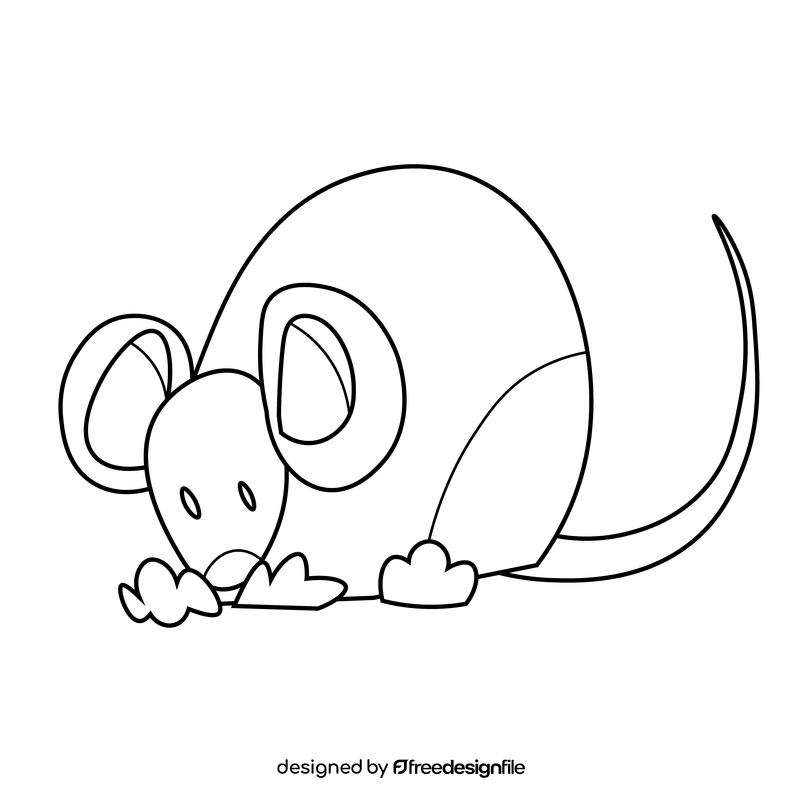 Gray mouse drawing black and white clipart