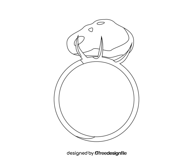 Ring with brilliant jewellery black and white clipart