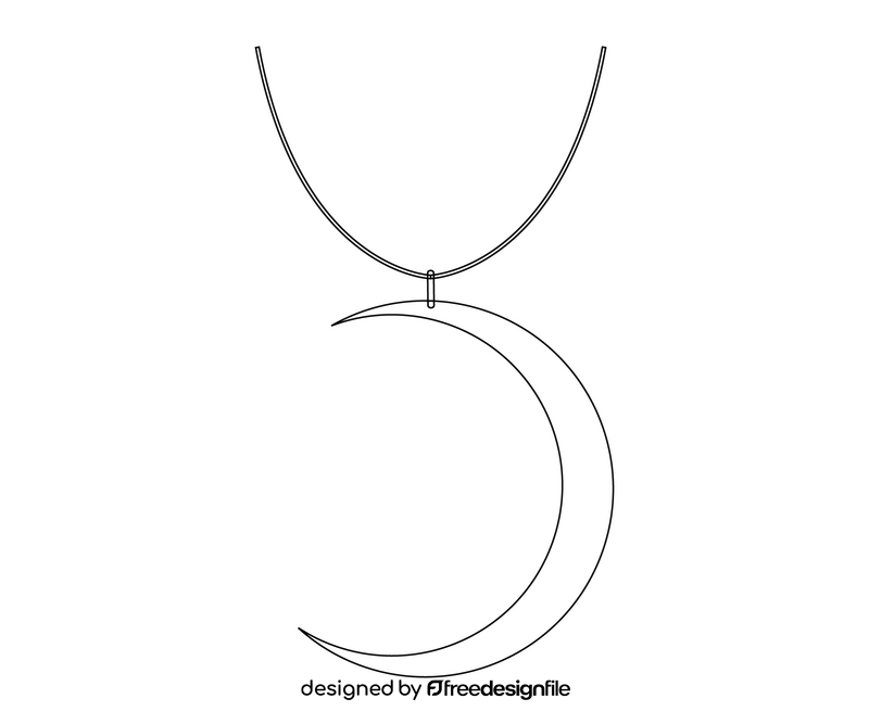 Moon necklace black and white clipart