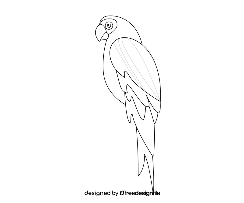 Cute parrot cartoon black and white clipart