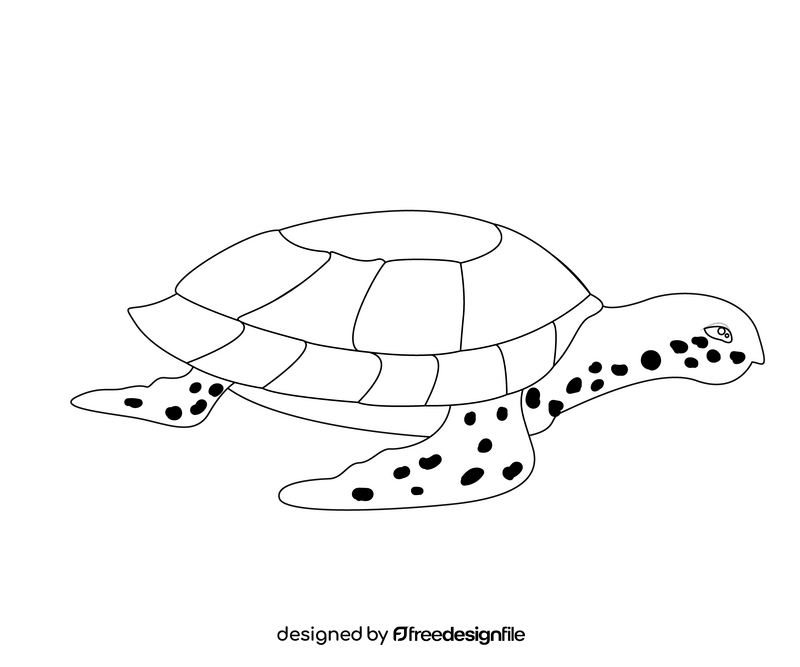 Cartoon turtle black and white clipart