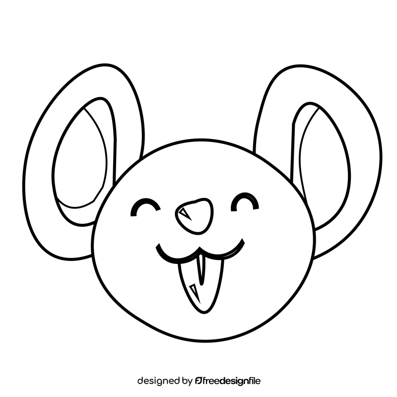 Cute mouse tongue cartoon black and white clipart