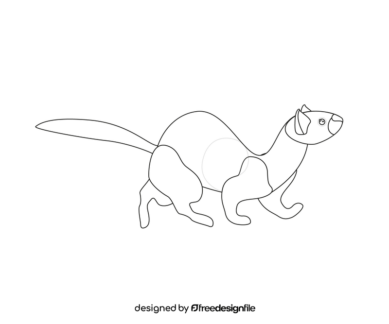 Least weasel black and white clipart
