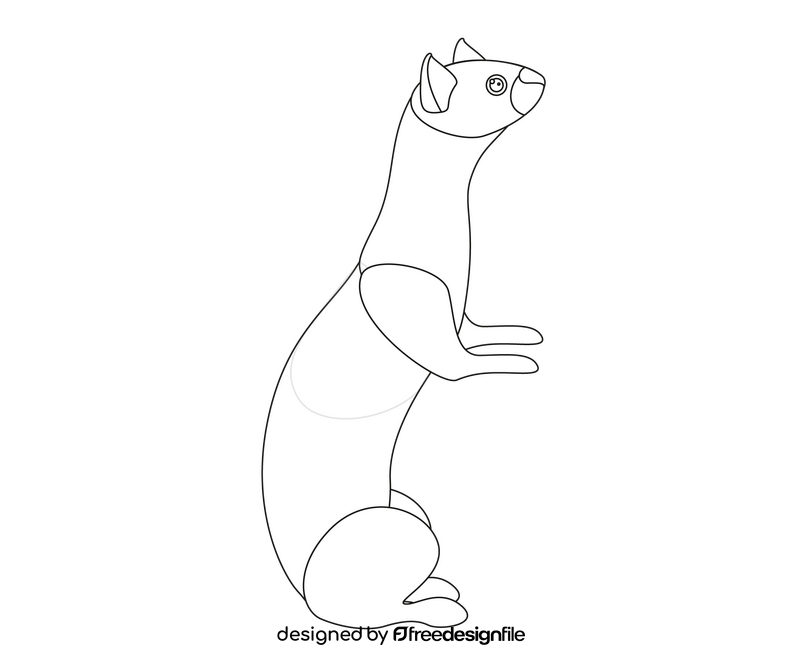 Cartoon least weasel black and white clipart