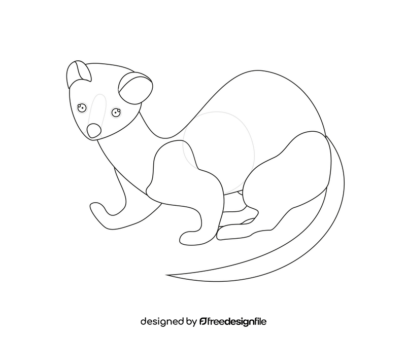 Cute least weasel black and white clipart