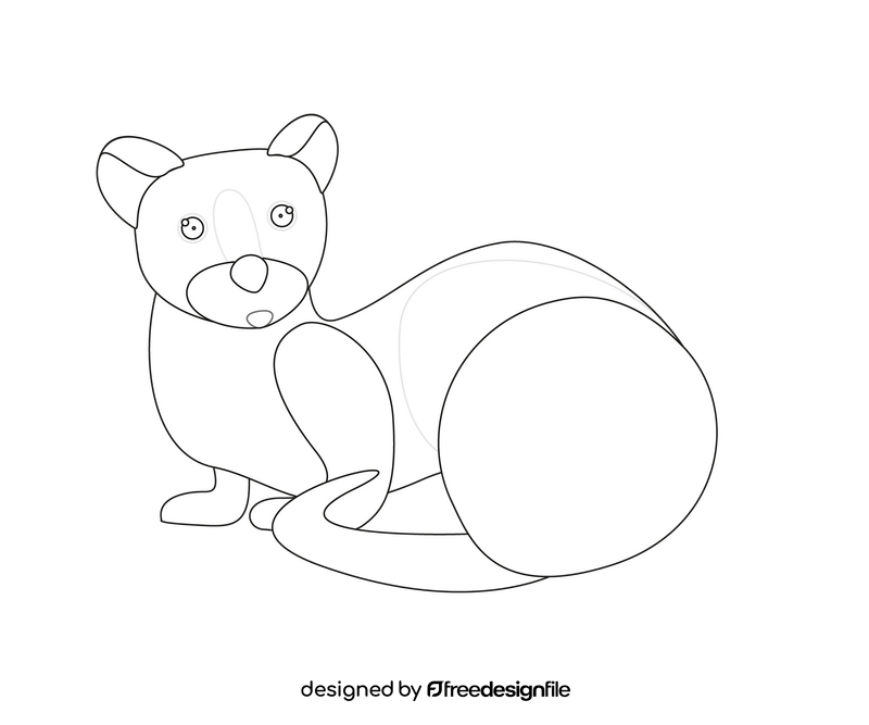 Least weasel cartoon black and white clipart