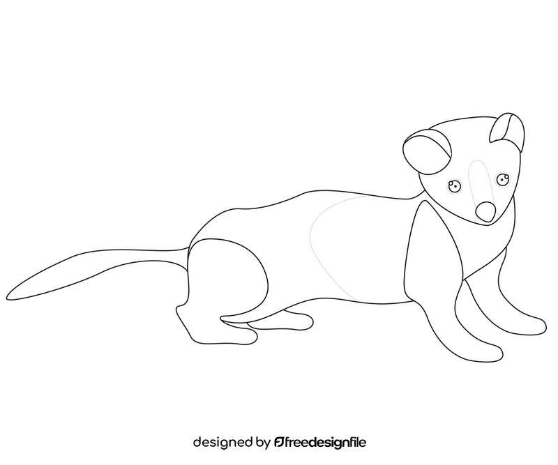 Least weasel illustration black and white clipart