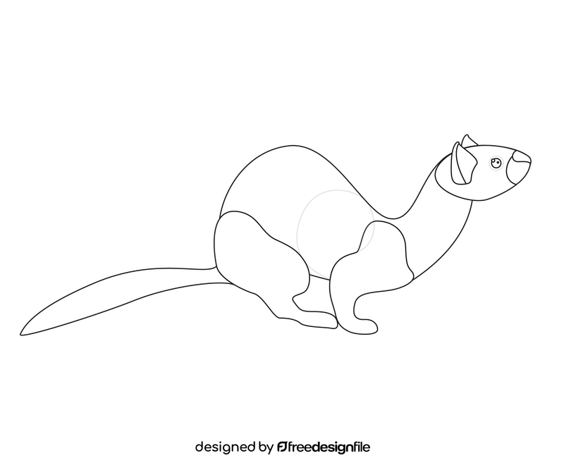 Least weasel drawing black and white clipart