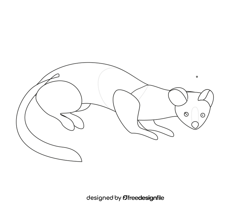 Least weasel cartoon black and white clipart