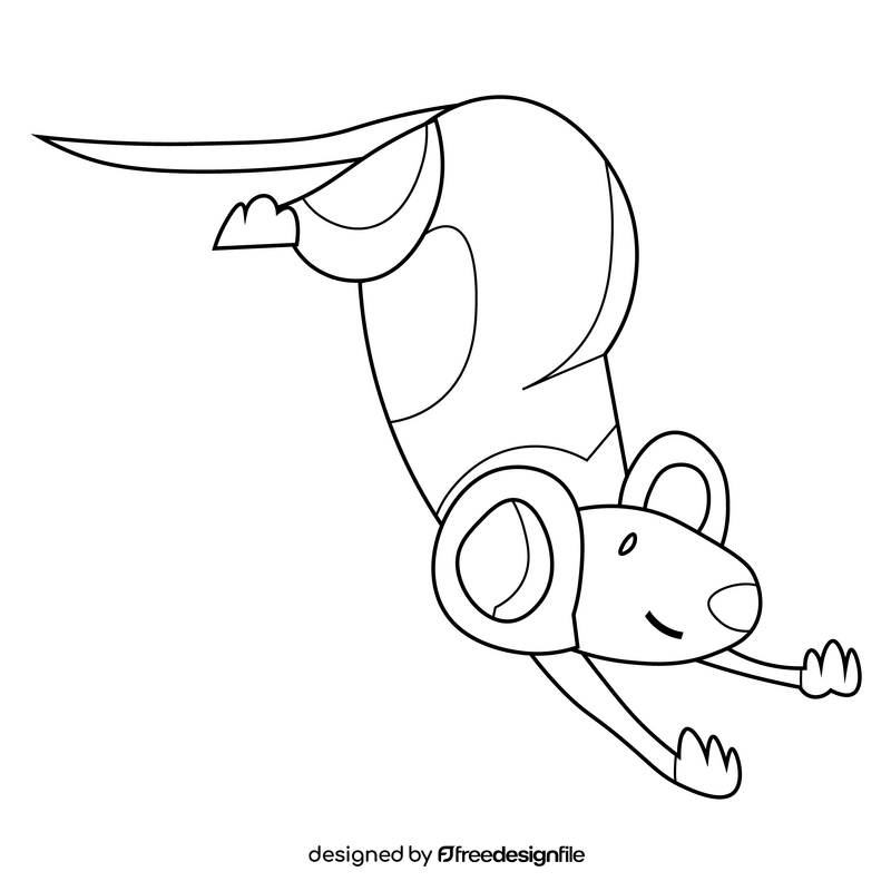 Mouse sleeping black and white clipart