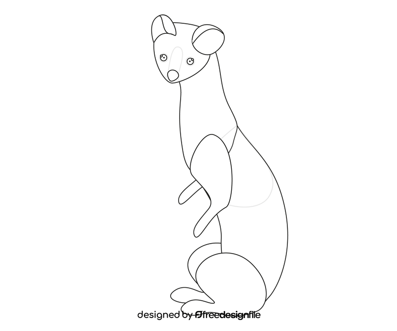 Least weasel black and white clipart