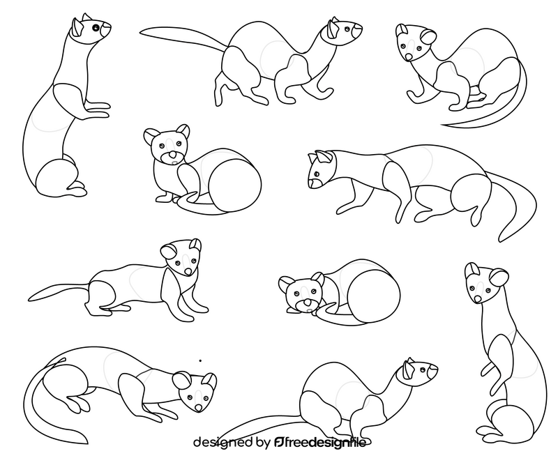 Least weasel black and white vector