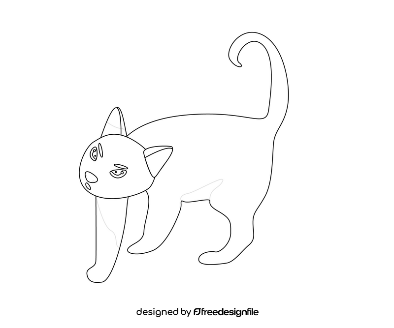 Cat black and white clipart vector free download