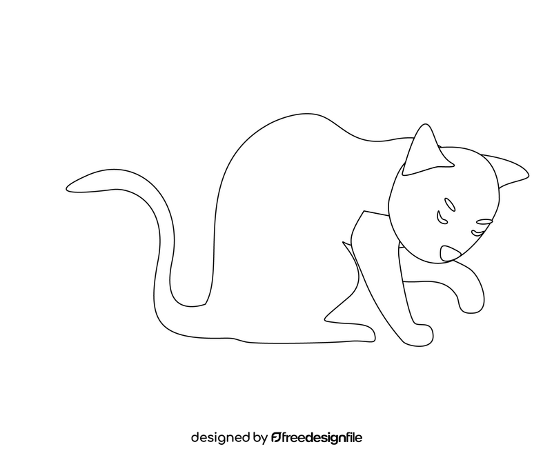 Cat black and white clipart