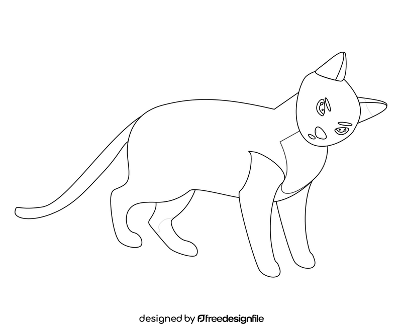 Cat cartoon black and white clipart