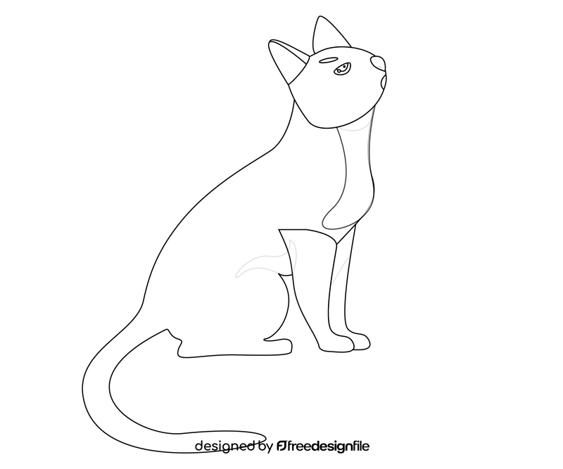 Cat illustration black and white clipart