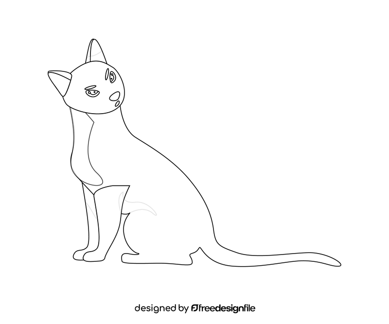 Cat drawing black and white clipart