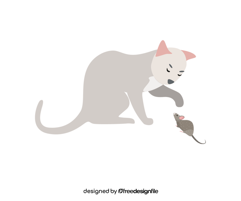 Cat catching mouse clipart