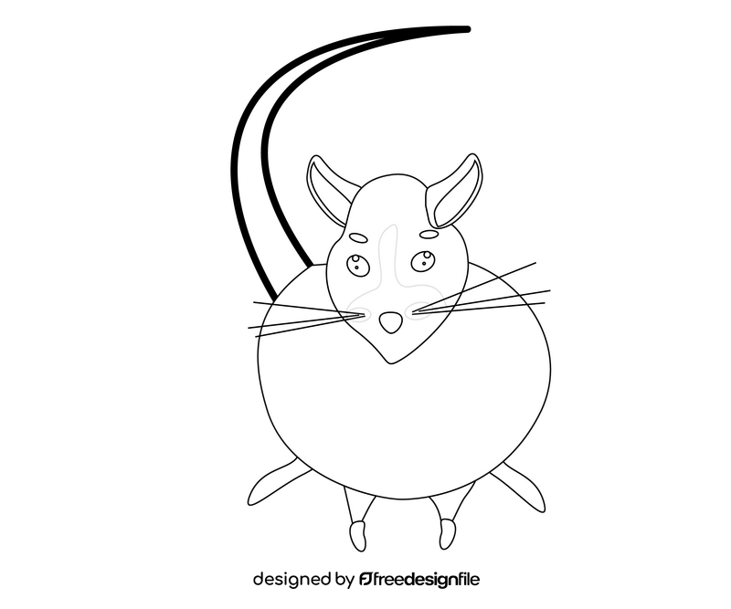 Cute mouse black and white clipart