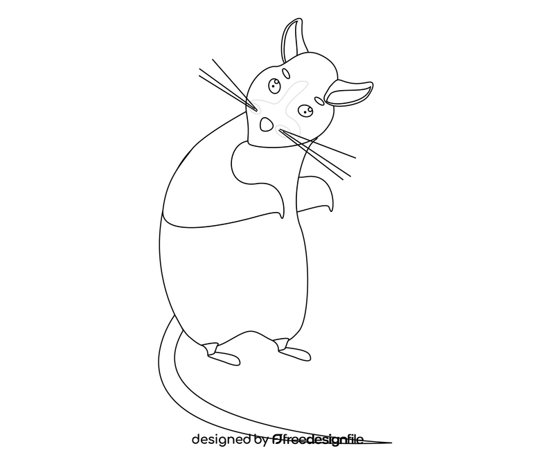 Mouse drawing black and white clipart