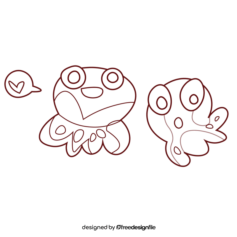 Octopus baby black and white clipart