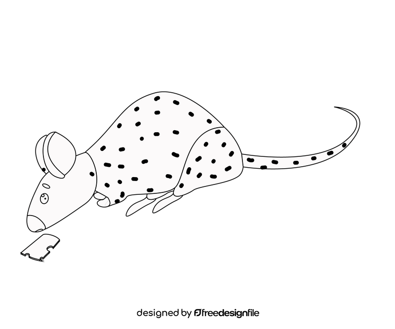 Mouse eating cheese black and white clipart