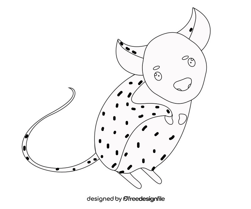 Cute mouse black and white clipart