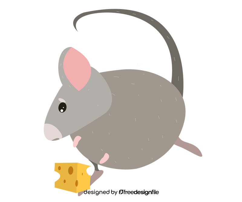 Cartoon mouse eating cheese clipart
