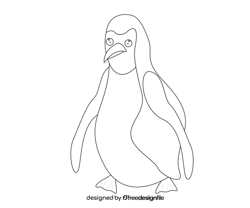 Cute penguin black and white clipart