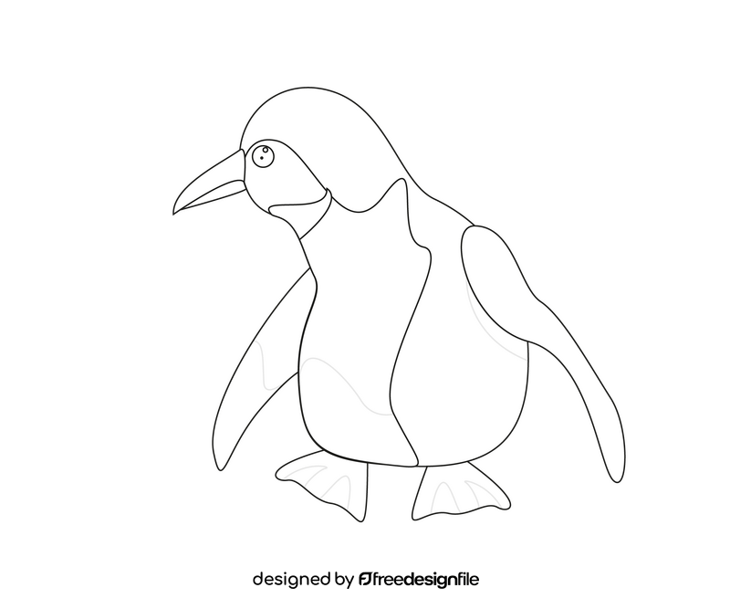 Penguin drawing black and white clipart