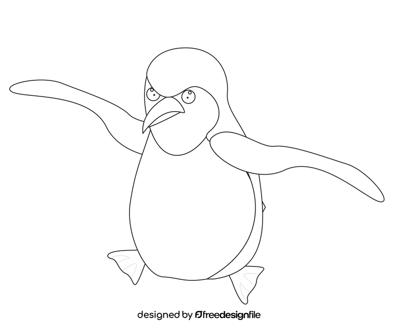 Penguin illustration black and white clipart