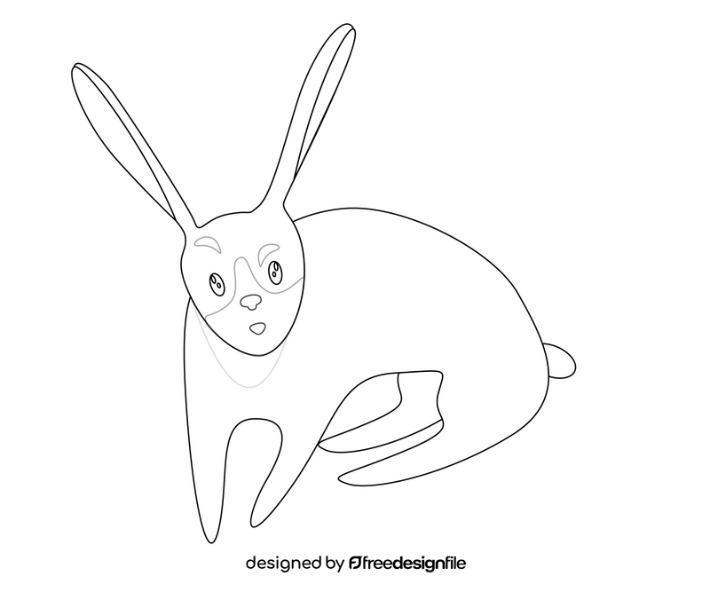 Rabbit drawing black and white clipart