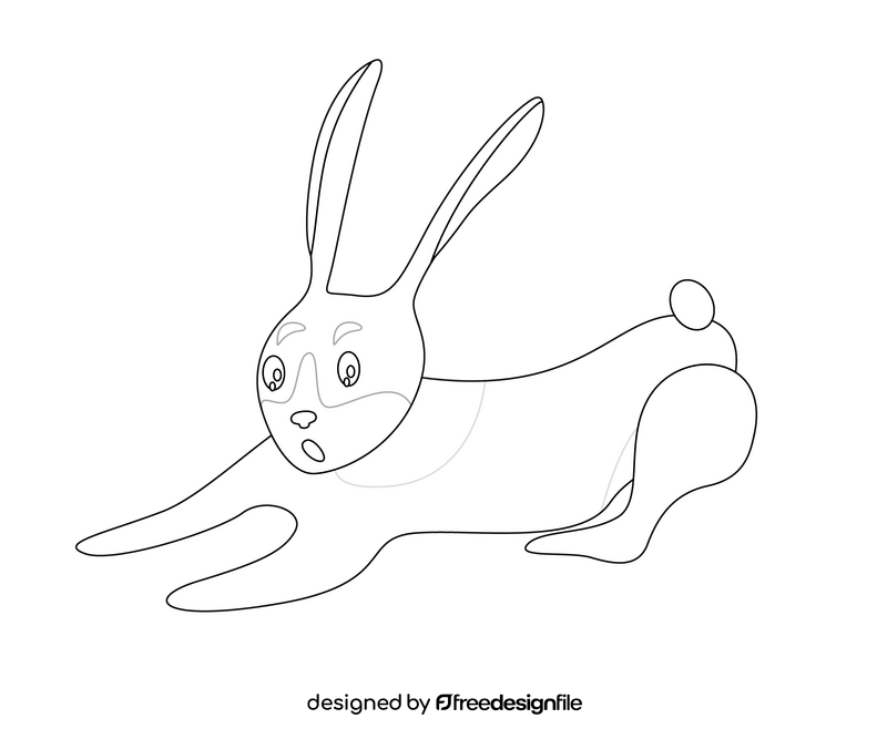 Scared rabbit black and white clipart