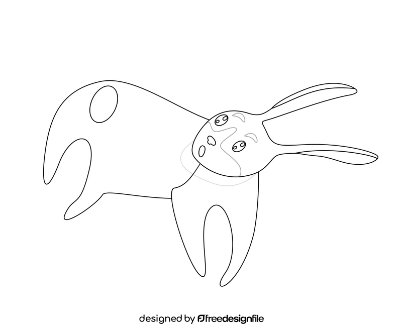 Rabbit illustration black and white clipart
