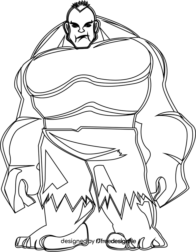 Hulk superhero drawing black and white clipart