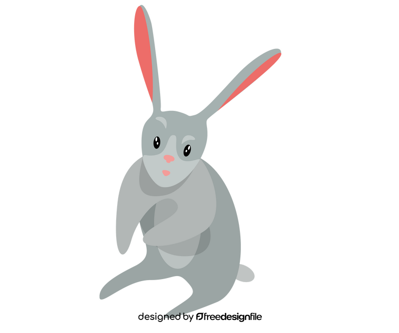 Sitting gray rabbit clipart