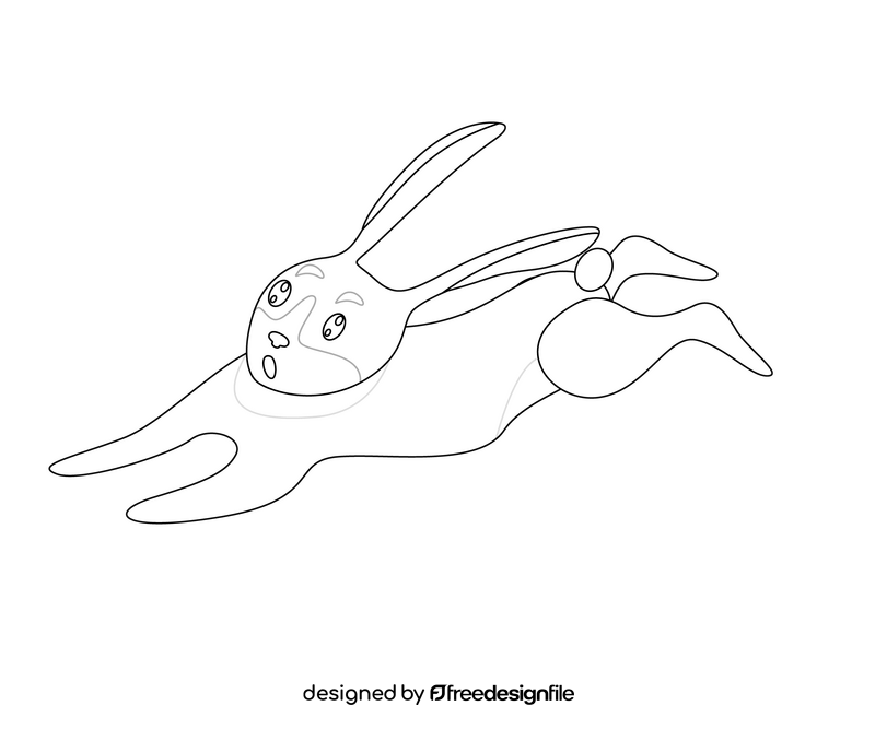 Running rabbit black and white clipart