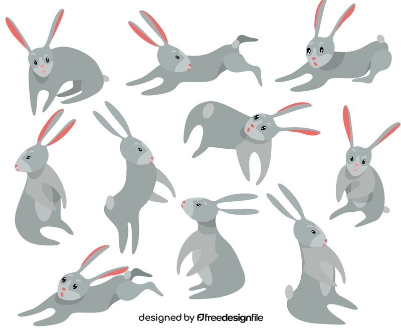 Gray rabbits vector