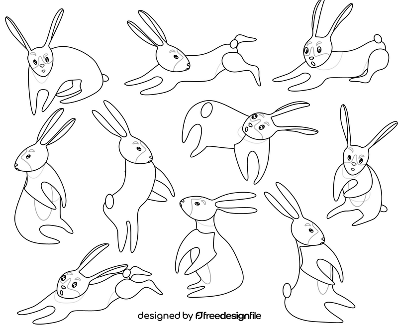 Rabbits black and white vector