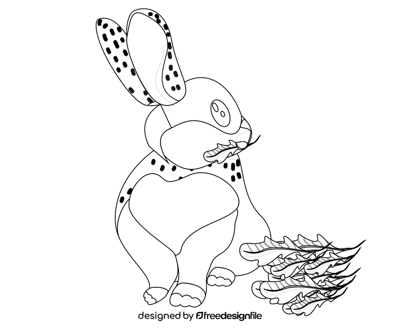 Leveret rabbit black and white clipart