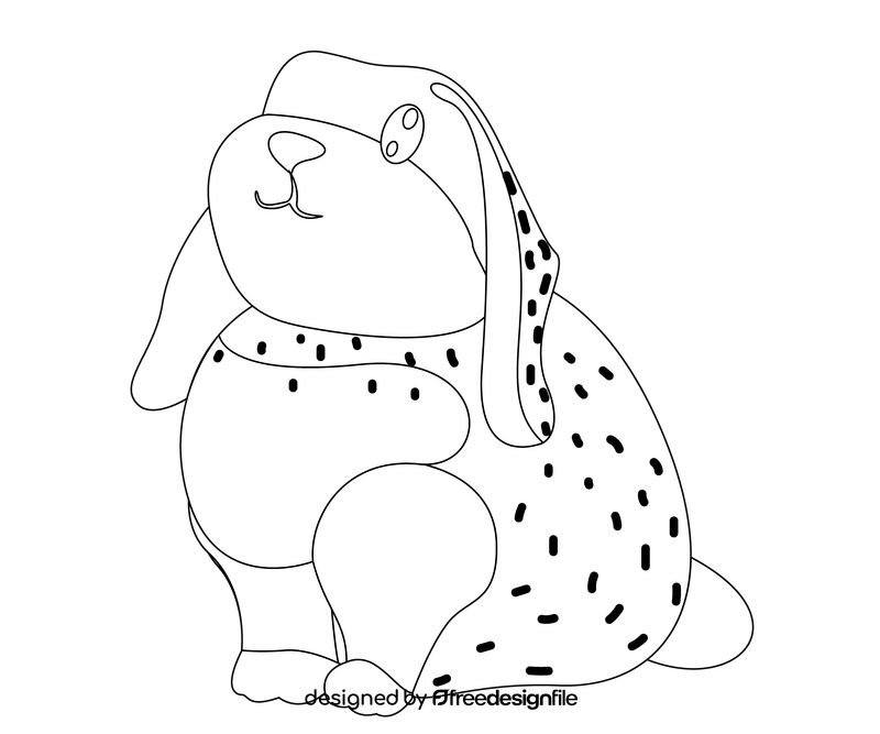 Cute bunny rabbit black and white clipart