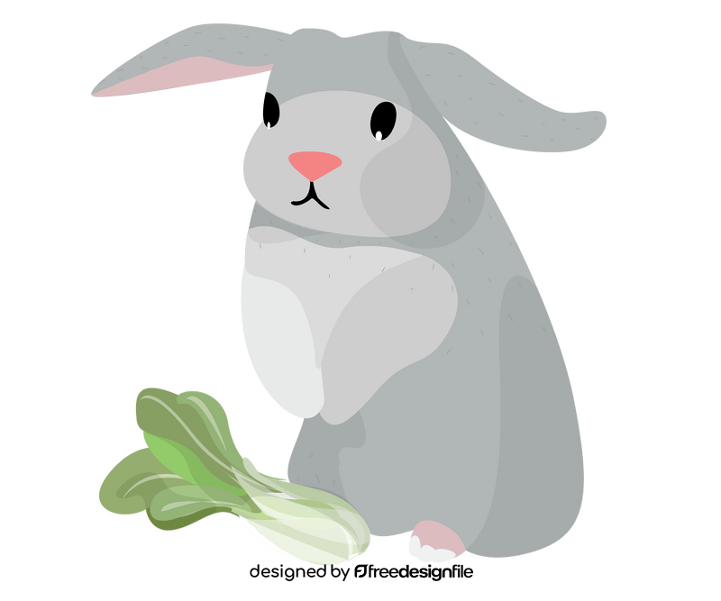 Cute bunny eating grass clipart