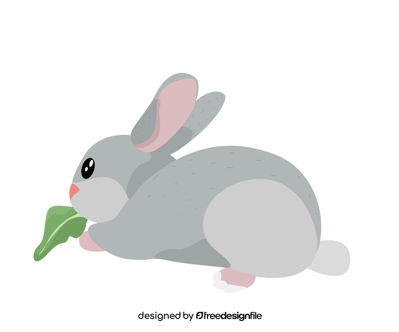Cartoon rabbit eating grass clipart