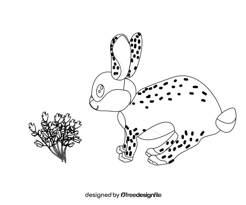 Cartoon bunny rabbit black and white clipart