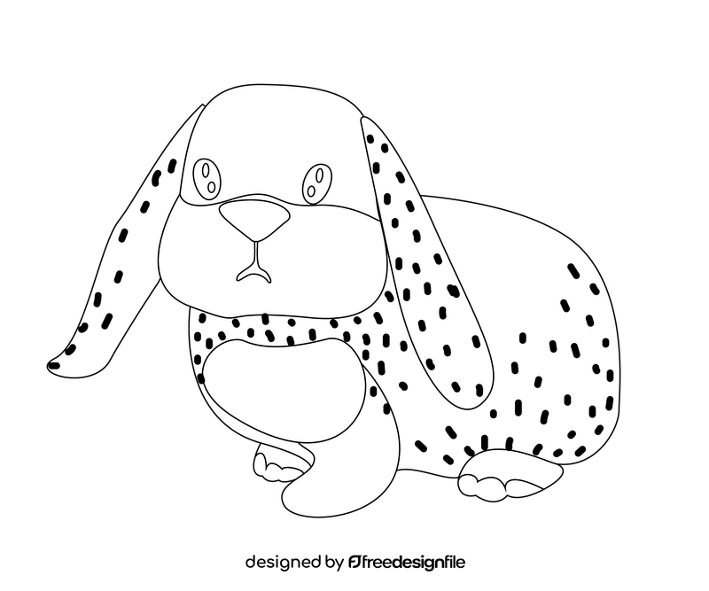 Baby rabbit, bunny black and white clipart