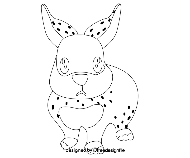 Cute rabbit black and white clipart
