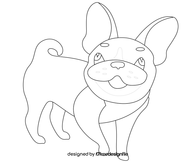 Pug cartoon black and white clipart